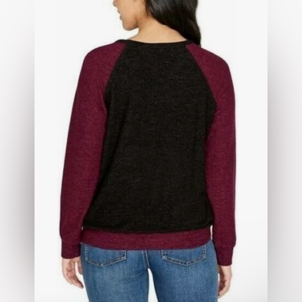 Buffalo David Bitton Sweater Pullover Gray Black Burgundy Crewneck Preppy Size L - Picture 2 of 10
